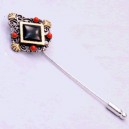 Aguja plata oro azabache