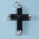 Cruz plata azabache