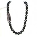 Collar de azabache, lisa 12x40 mm