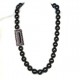 Collar de azabache, lisa 12x40 mm