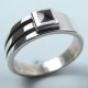 Sortija plata azabache, mod. 3 medias 