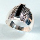 Sortija plata azabache, mod. 2 bandas de filigrana 