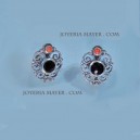 Pendientes plata azabache y coral