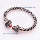 Pulsera-torque plata y coral