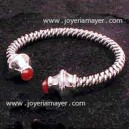 Pulsera-torque plata y coral