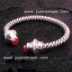 Pulsera-torque plata y coral