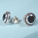 Pendientes plata azabache , mod. redondo trenza, cierre presi&oacute;n 