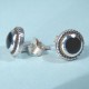 Pendientes plata azabache , mod. redondo trenza, cierre presi&oacute;n 
