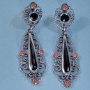 Pendientes plata azabache y coral