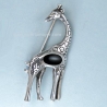 Silver and jet brooch
