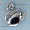 Silver and jet brooch