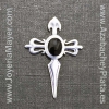 Silver and jet cross of Santiago pin