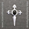 Silver and jet cross of Santiago pin