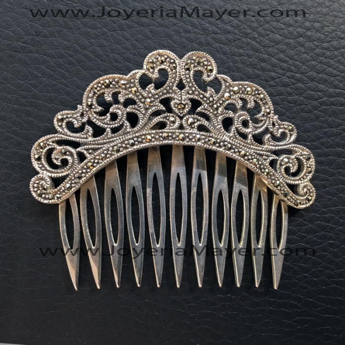 Peineta de plata y marcasitas