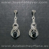 Silver and jet earrings