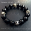 Pulsera de bolas de azabache y plata