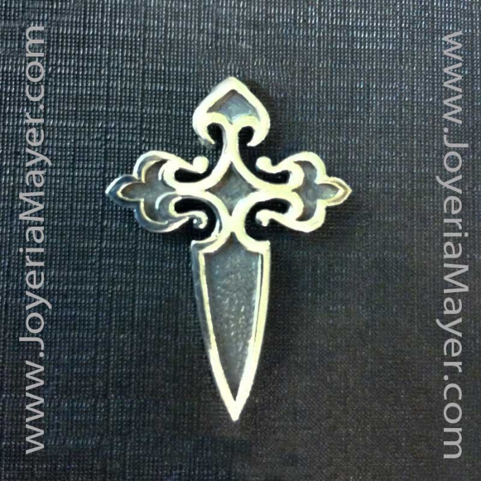 Santiago cross silver pin