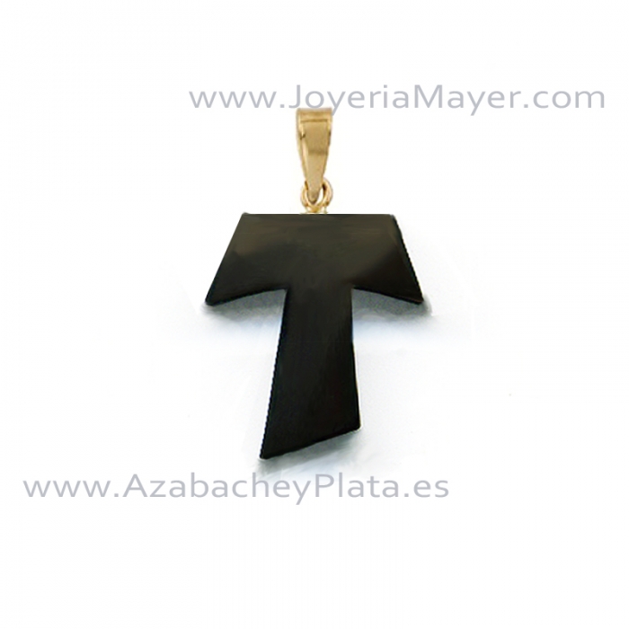 Cruz Tau de oro y azabache