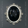 Broche de azabache, plata y marcasitas