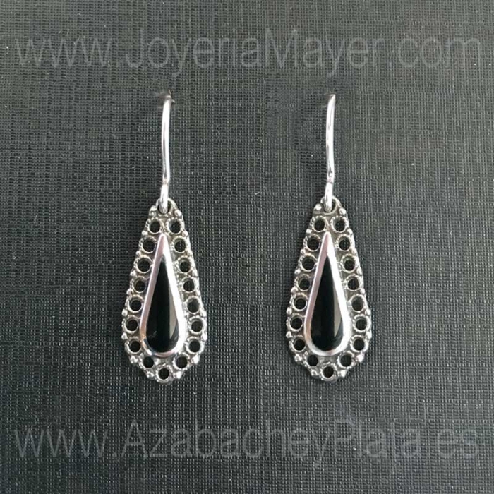 Pendientes de plata y azabache