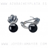 Earrings sterling silver and jet