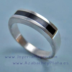 anillo alianza de plata y azabache