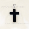 Cruz de azabache y plata lisa