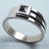Silver and jet ring