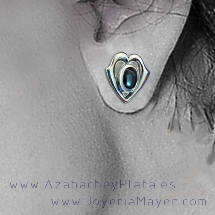 Pendientes de plata y azabache