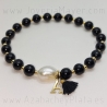 Jet and silver bracelet balls