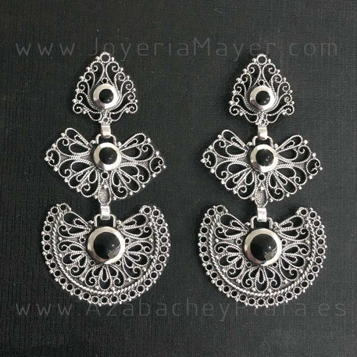 Pendientes tradicionales gallegos sapo de plata y azabache