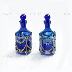 Vinagreras de plata y cristal