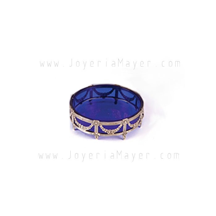 Cuenco salsero de plata y cristal