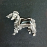 Silver and jet brooch