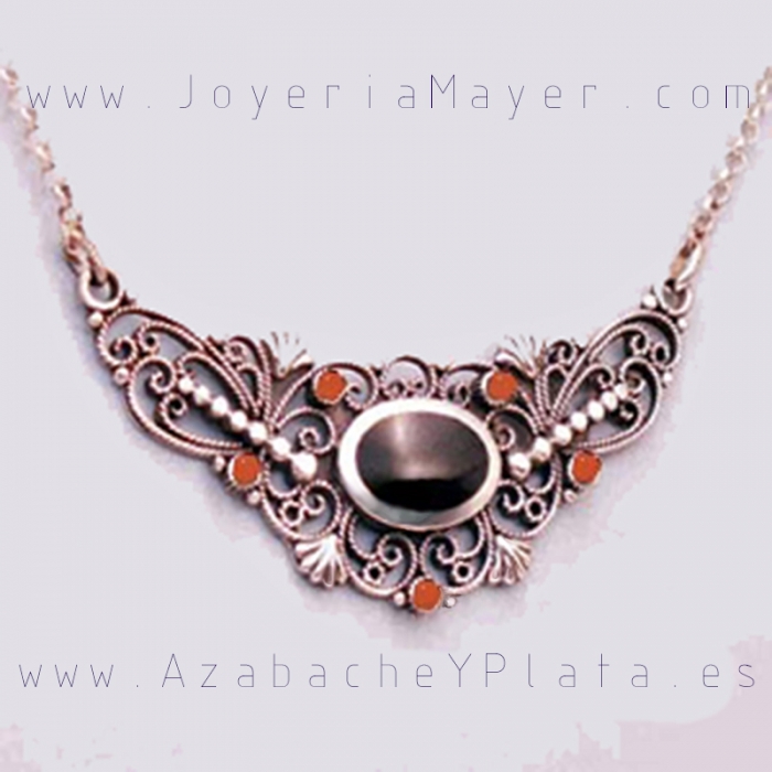 Gargantilla de plata y azabache