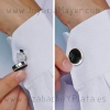 Cubrebotones de plata y azabache 