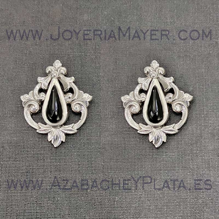 Silver and jet earrings