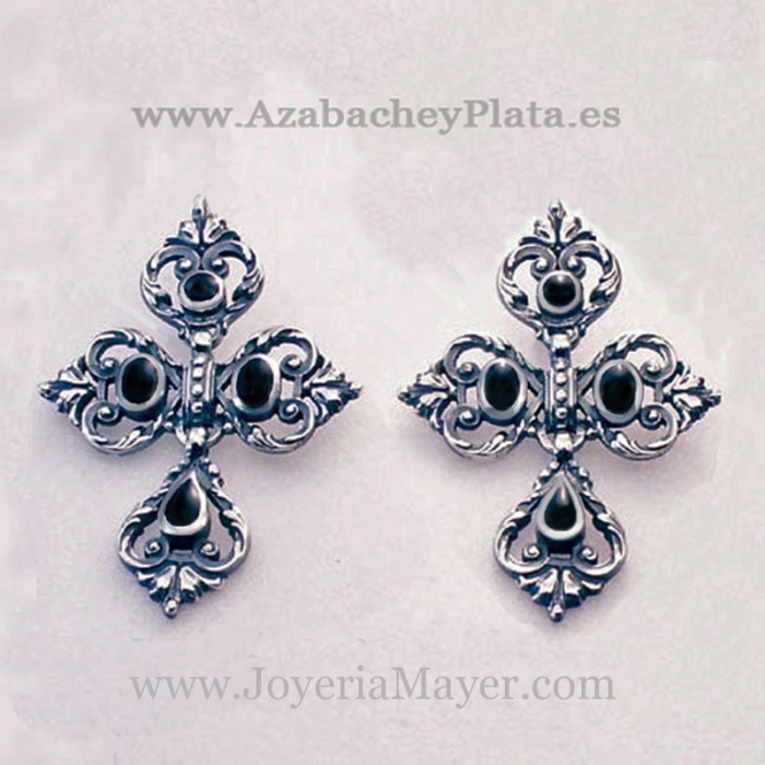 Pendientes sapo de plata y azabache