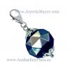 Faceted ball charm jet and silver