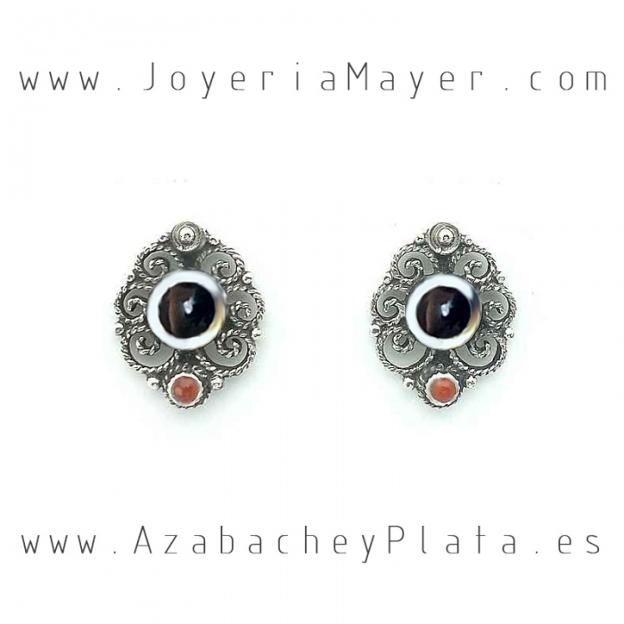 Silver and jet earrings