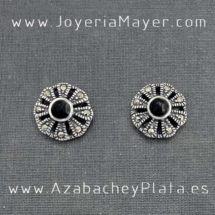 Earrings sterling silver and jet