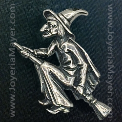 Witch silver pin