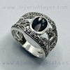 Anillo de plata y azabache con marcasitas
