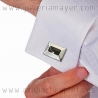 Silver and jet cufflinks