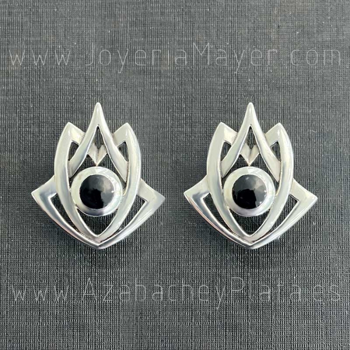 Silver and jet earrings