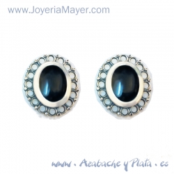 Silver and jet earrings