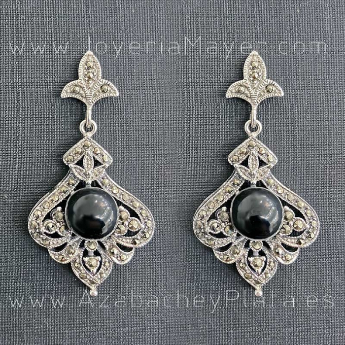 Pendientes de plata y azabache
