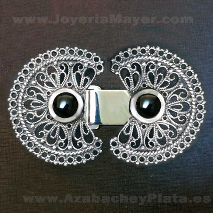 Broche azabache y plata