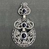 Traditional Galician silver and jet pendant