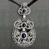 Traditional Galician silver and jet pendant